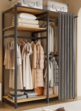 简易衣柜出租房用家用卧室衣橱结实耐用钢木柜经济型开放式收纳柜