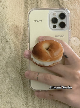 韩国ins奶黄字母贝果面包支架适用iphone15/14promax苹果13/11手机壳XSMAX全包12软胶保护套