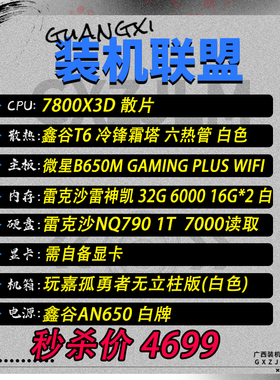 装机联盟7800X3D/微星B650M gaming/32G内存/1T硬盘 整机顺丰到付