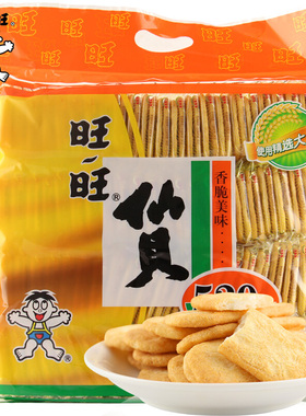 旺旺仙贝520g袋装整箱大米饼儿童雪饼零食大礼包散装送礼年货饼干