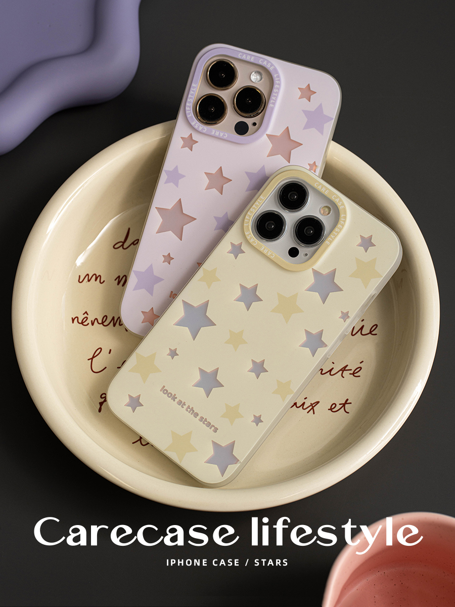CARECASE 镭射星星双层印花手机壳 情侣小众清新原创设计闪亮双层设计 适用于苹果15iPhone13ProMax14ProMax