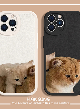 小猫手机壳苹果15情侣iPhone14promax新款13Mini猫咪11Pro可爱ip12创意适用8plus7网红xsmax秀恩爱xr小羊皮6s
