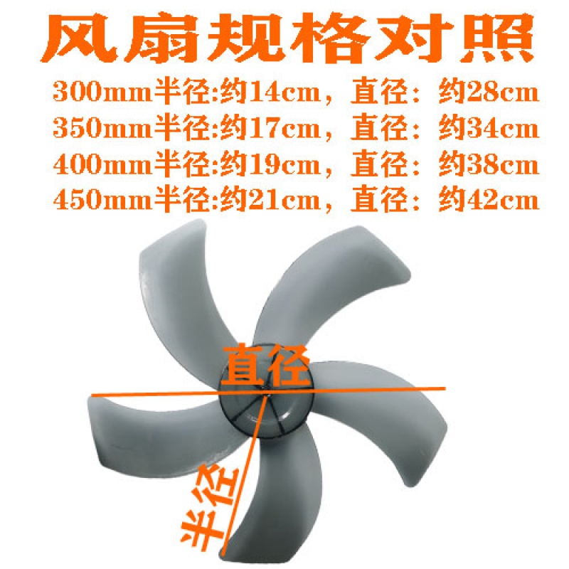 扬子电风扇风叶配件16寸400mm通用型5片叶风扇叶子落地扇台扇螺帽
