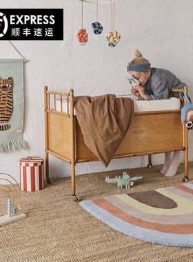 儿童房卡通圆形加厚卧室地毯可爱环保床边毯爬行毯家用可机洗地垫