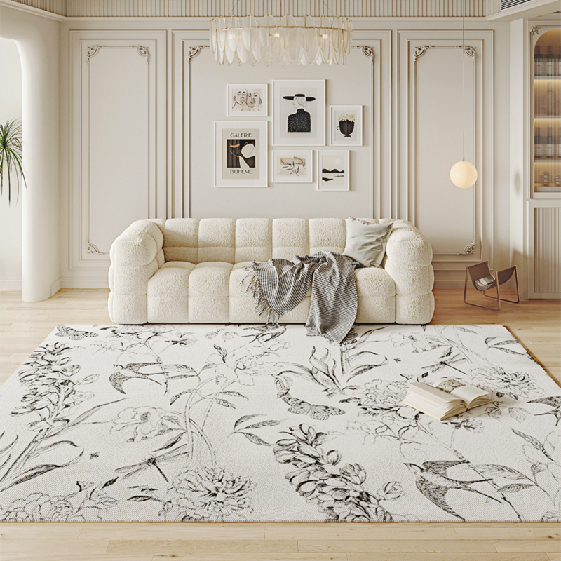 法式地毯素描燕子客厅地毯卧室床边毯轻奢沙发茶几毯衣帽间地垫子