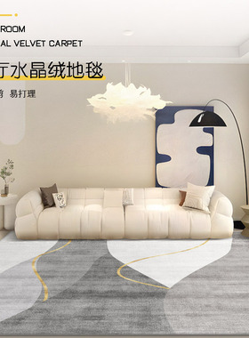 2023新款地毯轻奢高级感沙发茶几垫奶油风免洗可擦客厅卧室床边毯