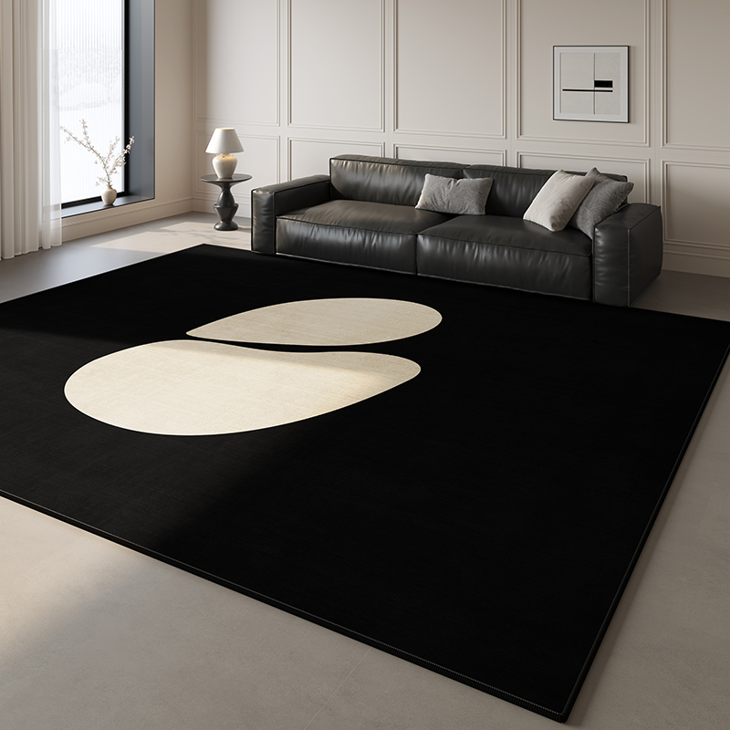 客厅地毯黑色免打理沙发地垫2024新款摄影棚防水卧室床边毯ins风