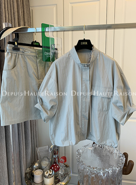 DHR 高级感超好看法式运动休闲风衬衫上衣短裙子两件套装夏季新款