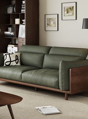 实木沙发新中式复古沙发头枕可调节北欧小户型三人位直排日式原木