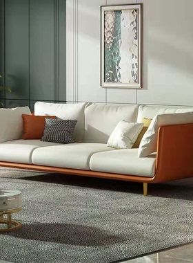 北欧科技布乳胶小户型极简布艺沙发客厅现代简约意式轻奢双三人位