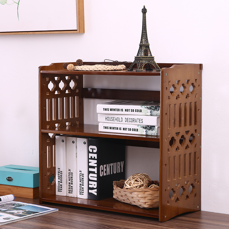 书桌上的简易小书架置物架桌上竹子小型创意桌面飘窗台小书柜小木