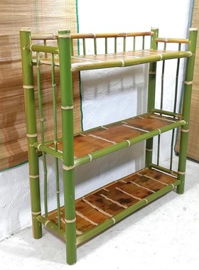 手工书架编织架子现代简约置物架书柜多层柜子竹子家具 支持定做