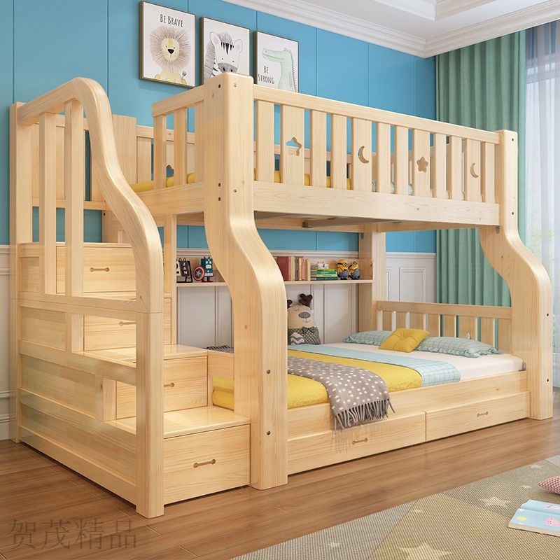 全实木子母床木层床儿童床高低床母子床上下铺童床松双儿木上下床