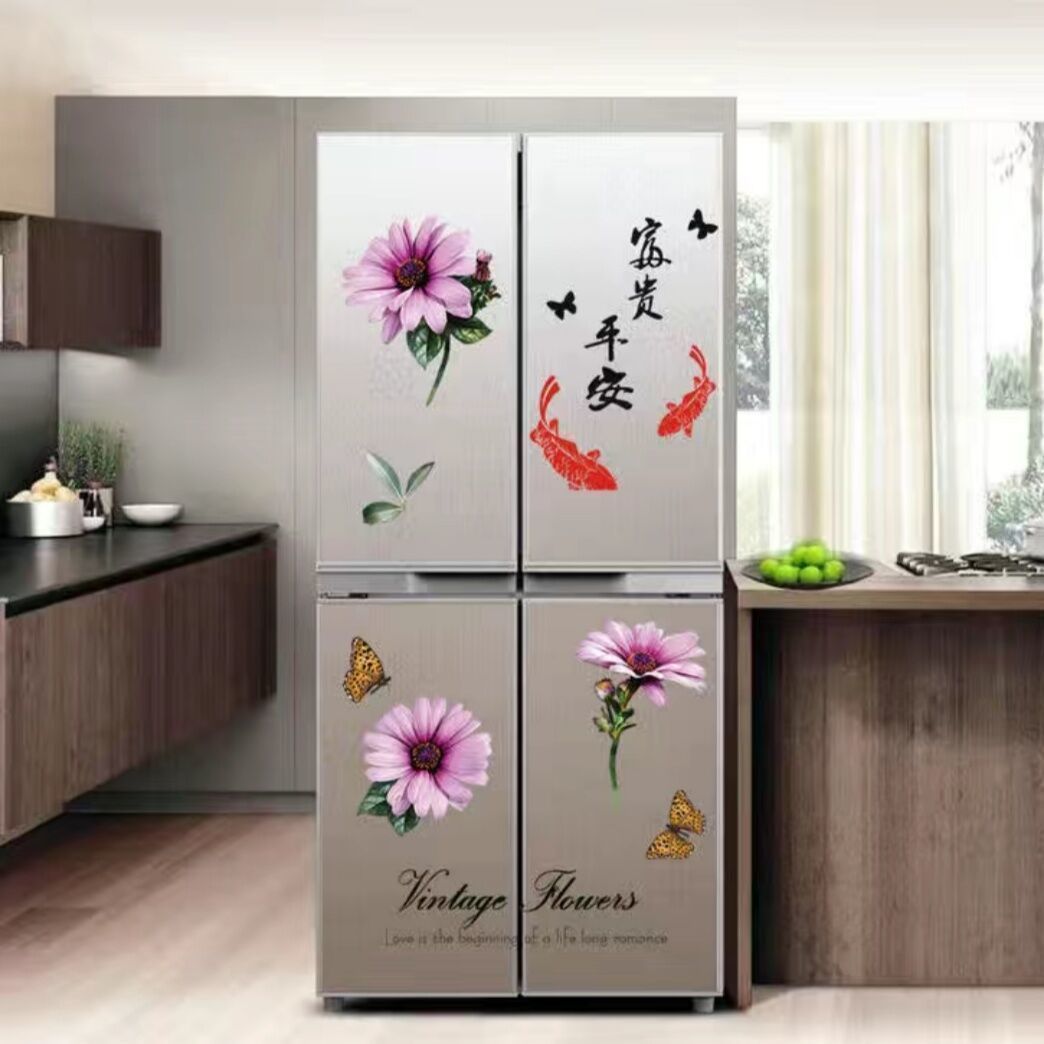 冰箱贴纸卡通双开门立式冰箱创意可爱翻新装饰贴画自粘防水可移除