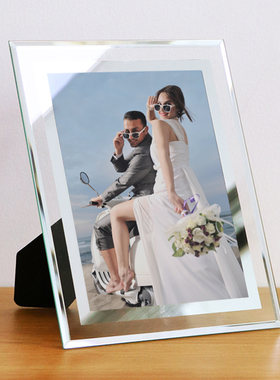 水晶玻璃相框摆台洗照片做成相框6 7 8 10寸周岁婚纱证书相框挂墙