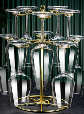 轻奢风红酒杯套装家用10只创意水晶杯葡萄醒酒器玻璃高脚杯架酒具