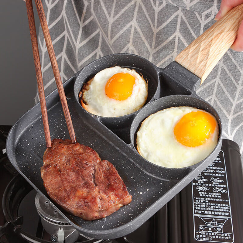 家用四孔煎锅不粘锅煎鸡堡汉堡牛排平底锅早餐神器模具四孔煎蛋锅