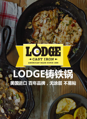 Lodge美国进口无涂层不易粘锅铸铁锅牛排煎锅炒锅平底锅通用13-38