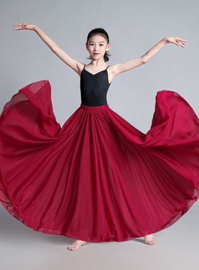 儿童灯火里的中国风舞蹈大摆裙女童民族古典现代舞蹈练习裙演出服
