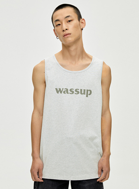 WASSUP潮牌男夏季运动纯棉外穿背心  白色黑色女无袖打底宽松上衣
