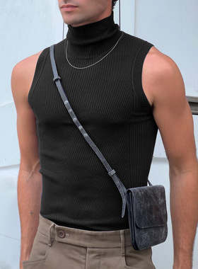 2024夏季新款纯色时尚无袖打底衫欧美男士性感紧身背心Men's vest