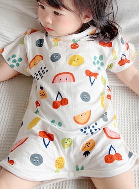 宝宝莫代尔连体薄款夏季短袖睡袋婴儿睡袍儿童睡衣男童女童空调服
