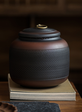 中式紫陶复古茶叶罐普洱一斤装高档木质礼盒包装红茶碧螺春密封罐