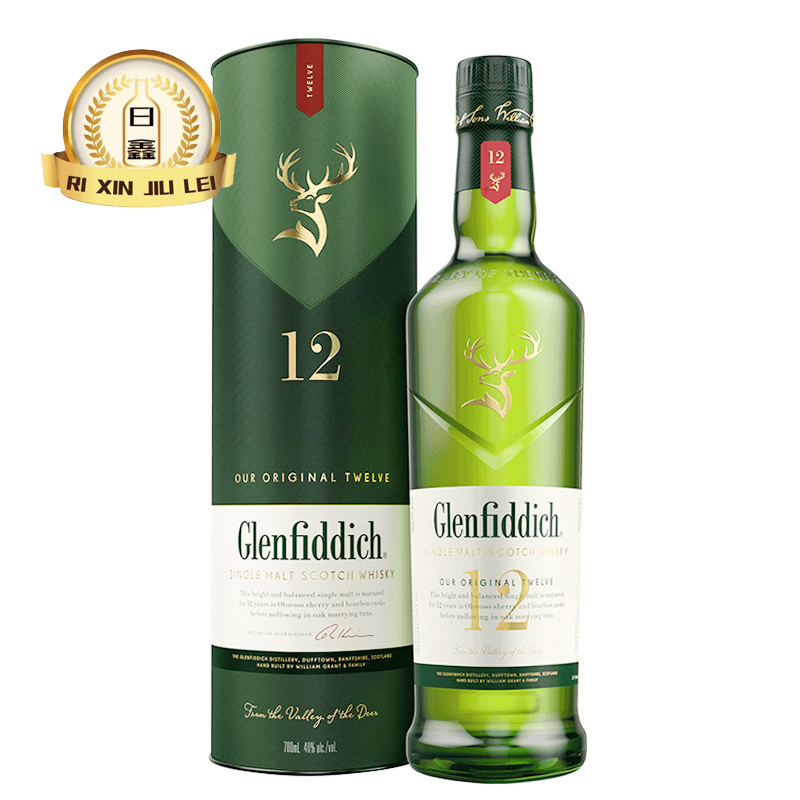 格兰菲迪12年Glenfiddich 12 单一麦芽苏格兰威士忌带盒洋酒