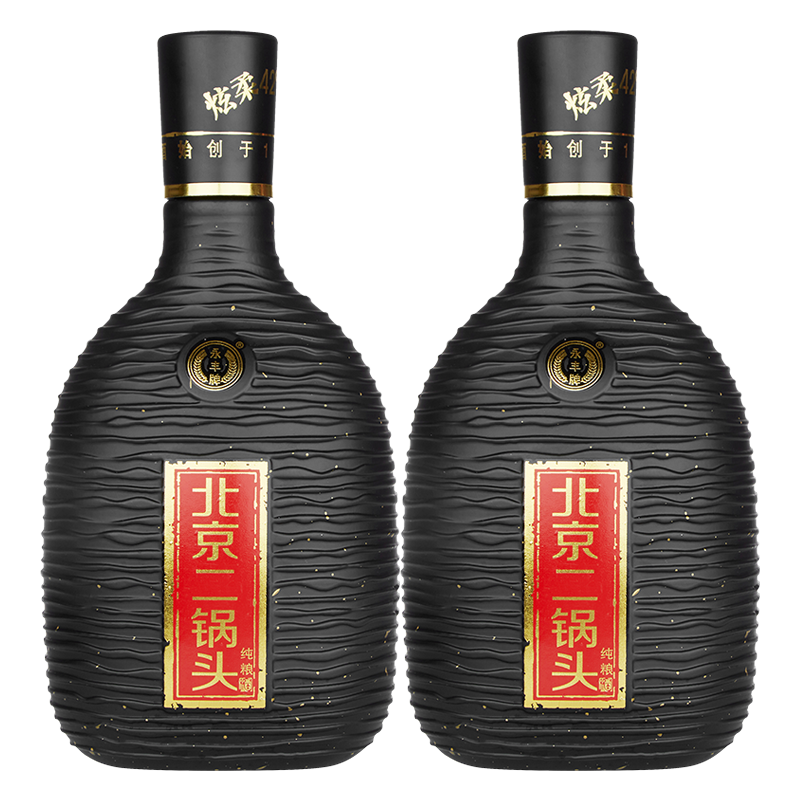 永丰牌北京二锅头炫柔黑瓶42度600ml两瓶装清香型白酒官方旗舰店