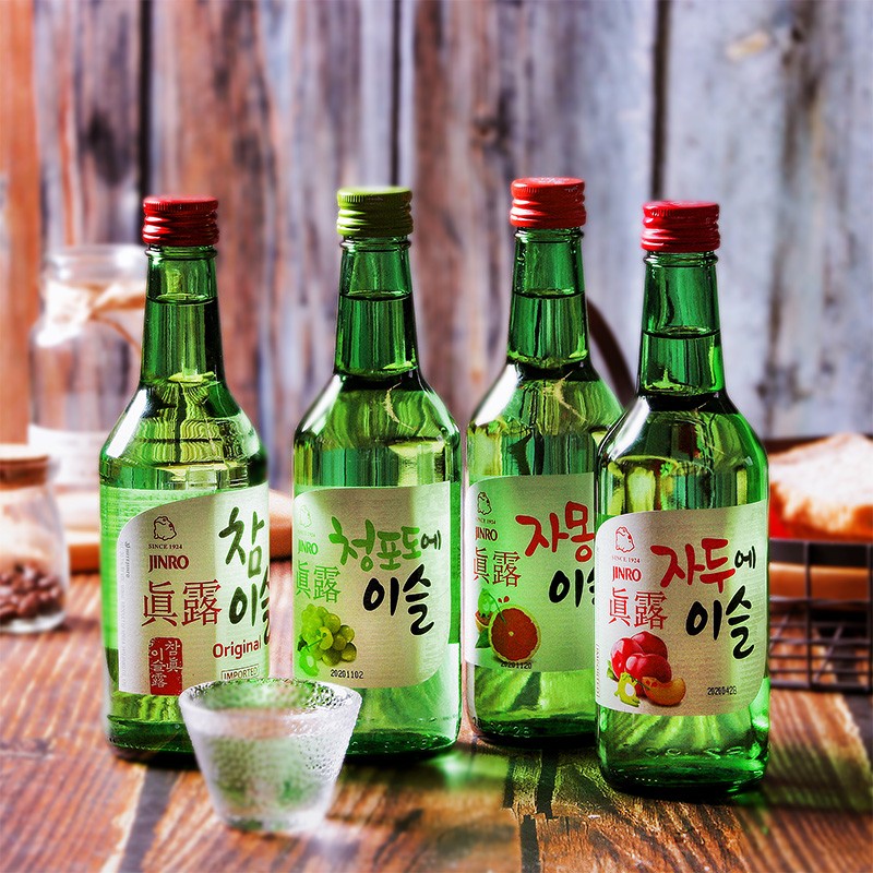 韩国进口真露烧酒青葡萄味清酒低度酒水韩式米酒果味利口酒4瓶