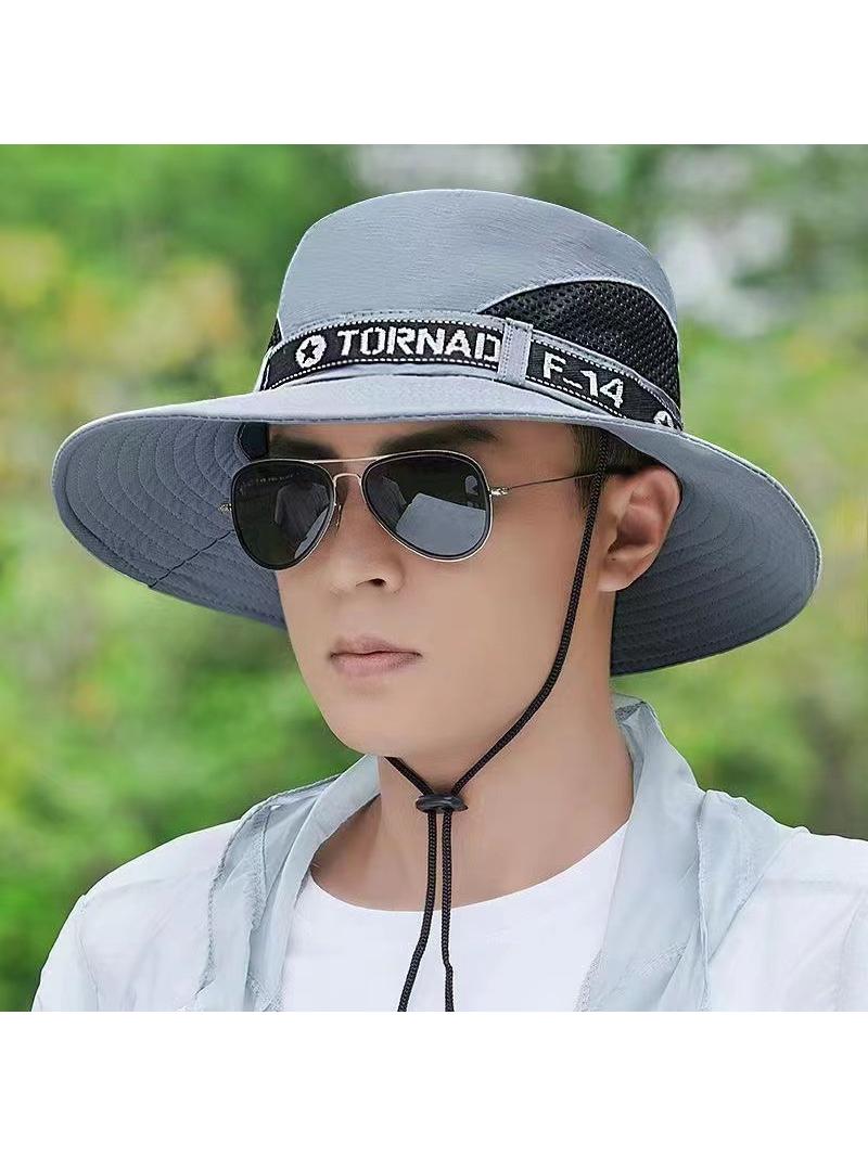 夏季男士渔夫帽干活戴的帽子防紫外线透气帅气防晒太阳帽户外钓鱼