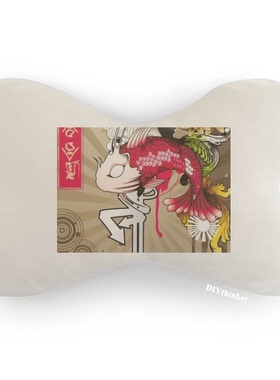 日本文化彩色锦鲤图案汽车头枕颈枕座椅枕头学校幼儿园装饰