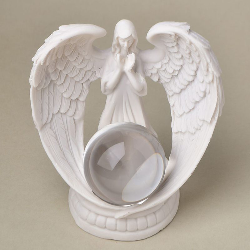 天使摆件水晶球底座树脂家居工艺品跨境装饰品碎石收纳小天使之翼