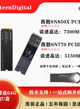 WD/西部数据 SN850X 固态硬盘M.2 1T 2T西数NVME黑盘SN770电脑SSD