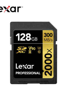 LEXAR雷克沙SD 128G 2000X 300M 单反相机4K摄像U3高速储存内存卡