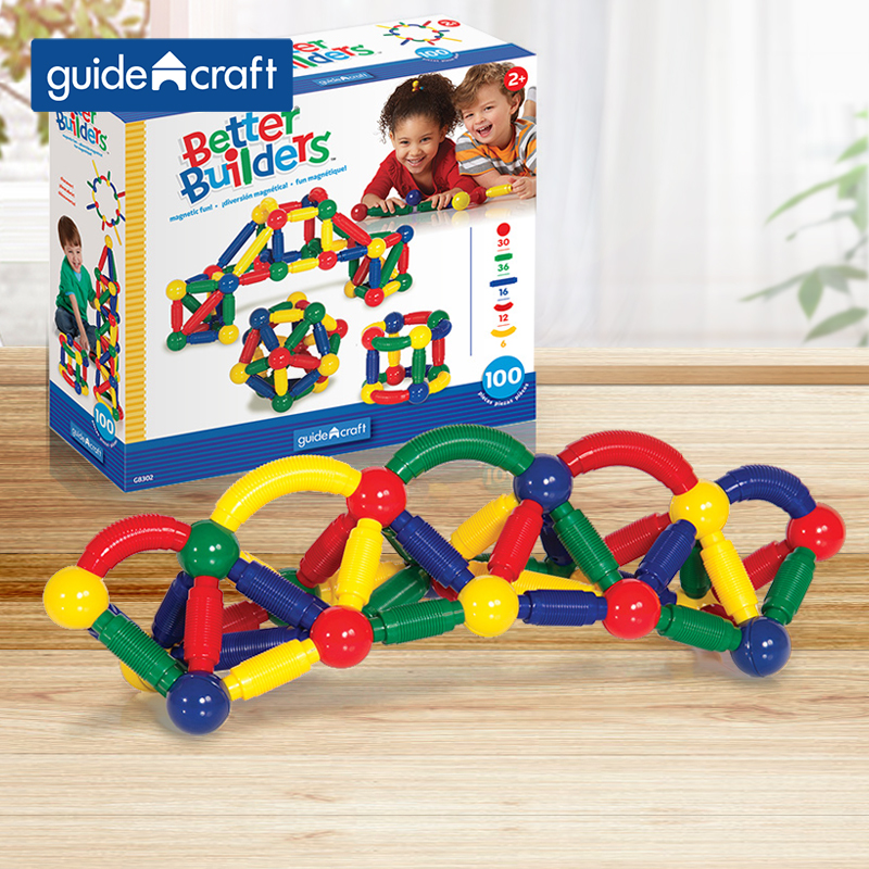 七色花幼教美国Guidecraft幼儿园益智玩具拼插搭建磁力棒积木2岁