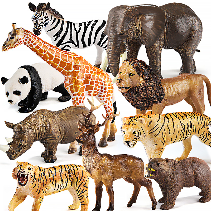 仿真动物模型套装玩具非洲动物园野生老虎狮子大象长颈鹿鳄鱼儿童