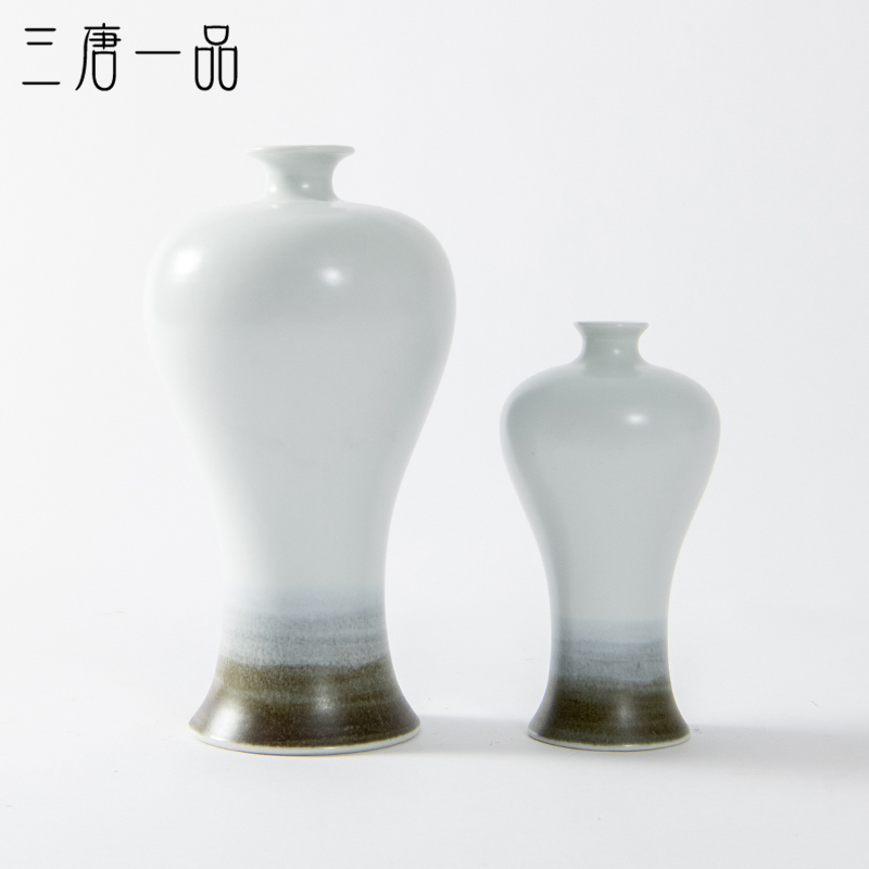 新中式水墨陶瓷梅瓶摆件禅意花瓶花器样板房餐桌民宿博古架装饰品