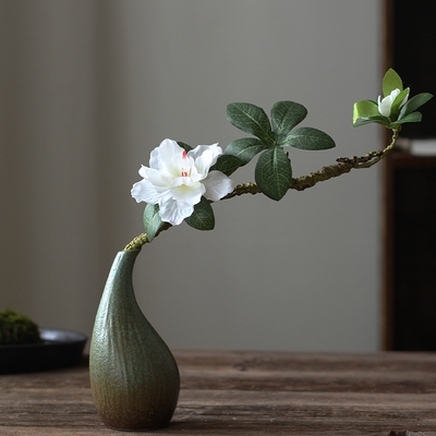 茶桌摆件小花瓶家装高级感迷你细口高端艺术感办公室新中国风插花