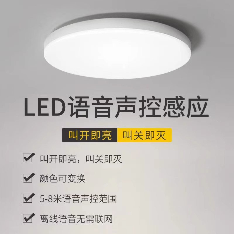 全光谱护眼LED智能语音吸顶灯无需连网语音控制可定时三防吸顶灯
