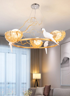 餐厅吊灯简约现代客厅灯艺术创意个性造型鸟巢灯阳台卧室吧台灯具