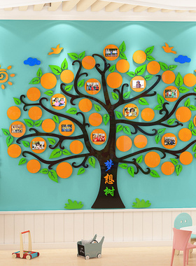 梦想树心许愿成长树墙贴3d中小学开学教室氛围装饰班级文化墙布置