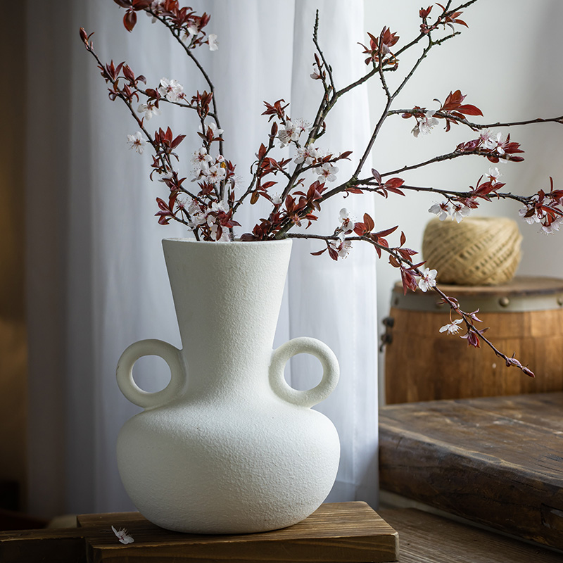 【超有艺术气息】简约陶瓷花瓶鲜花插花器现代居家装饰品白色摆件