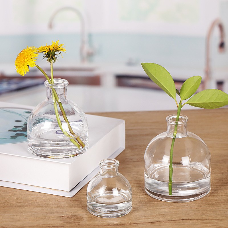 欧式半圆玻璃花瓶创意插花器居家装饰摆件客厅桌面小号水培植物瓶
