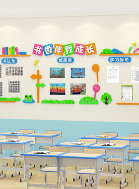 班级布置教室装饰书香校园文化建设书法绘画作品展示学习园地墙贴
