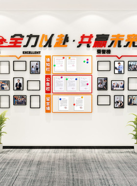 荣誉墙通知宣传公告栏员工风采展示照片墙企业文化办公室墙面装饰
