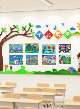 优秀作品展示墙贴小学生毛笔硬笔书法绘画栏班级文化布置教室装饰