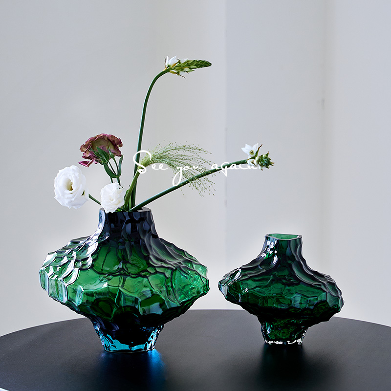 丹麦峡谷玻璃花瓶创意ins风客厅插花摆件高级感居家装饰山谷花器