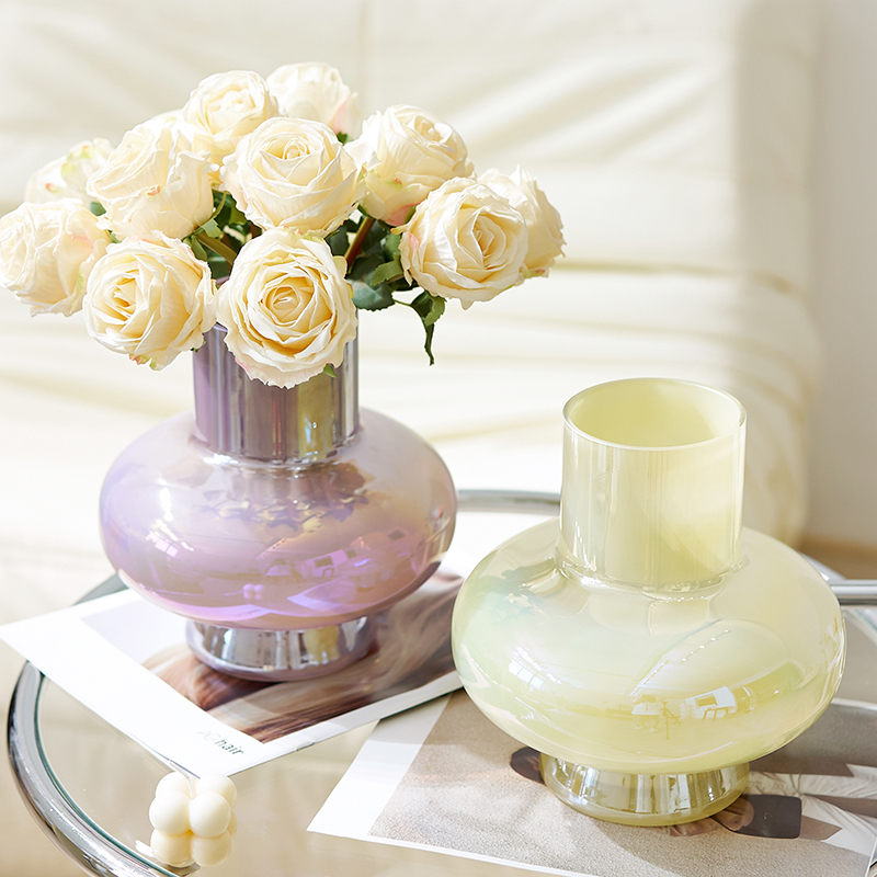 ins奶油风玻璃花瓶客厅餐桌水培插花玫瑰简约居家装饰摆件高级感
