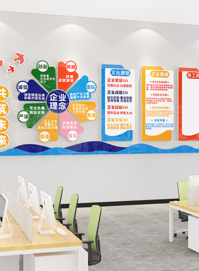 公司文化墙布置企业形象墙设计定制励志墙贴3d立体办公室墙面装饰